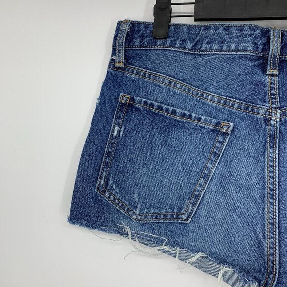 Old Navy OG Shorts Blue Denim High Rise Button Fly Distressed Cutoff - Picture 9 of 10